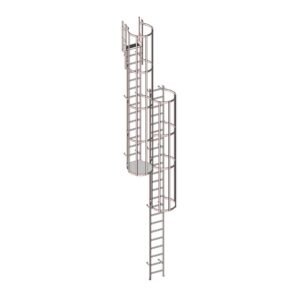 Escalera marina con descanso de fibra de vidrio